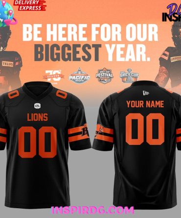Bc Lions Custom Name Cfl Jersey 2024