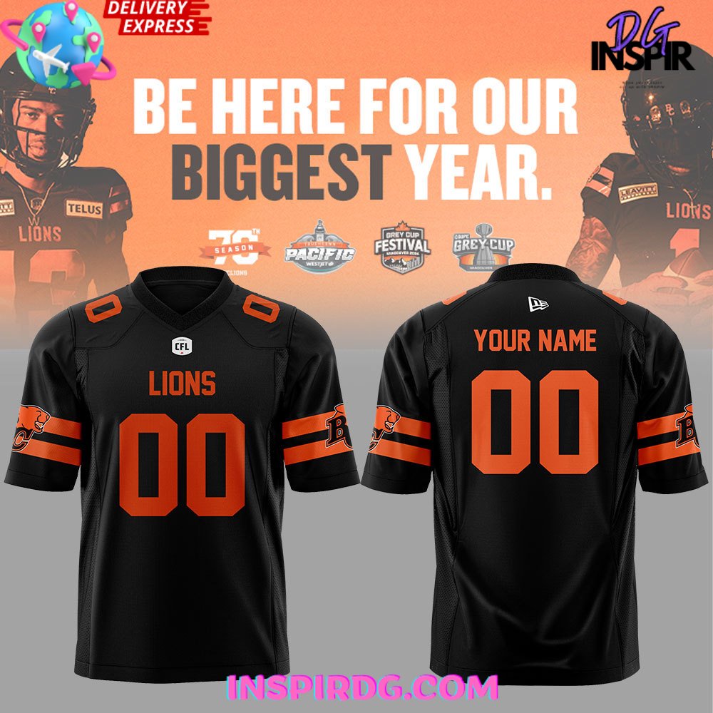 Bc Lions Custom Name Cfl Jersey 2024