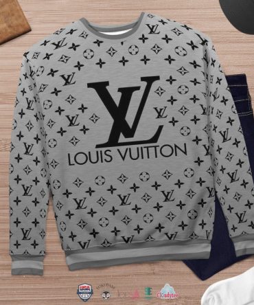 Louis Vuitton Grey 3D Ugly Christmas Sweater