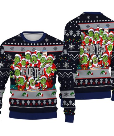 Custom Your Team Name Christmas Ugly Christmas Sweater Print 12 Grinch Xmas Day Show Your Team Spirit