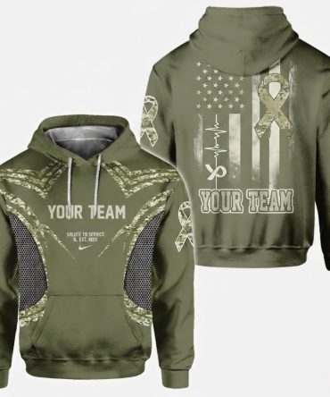 Custom Your Team Name Sport Salute To Service Camo All Over Print Shirt