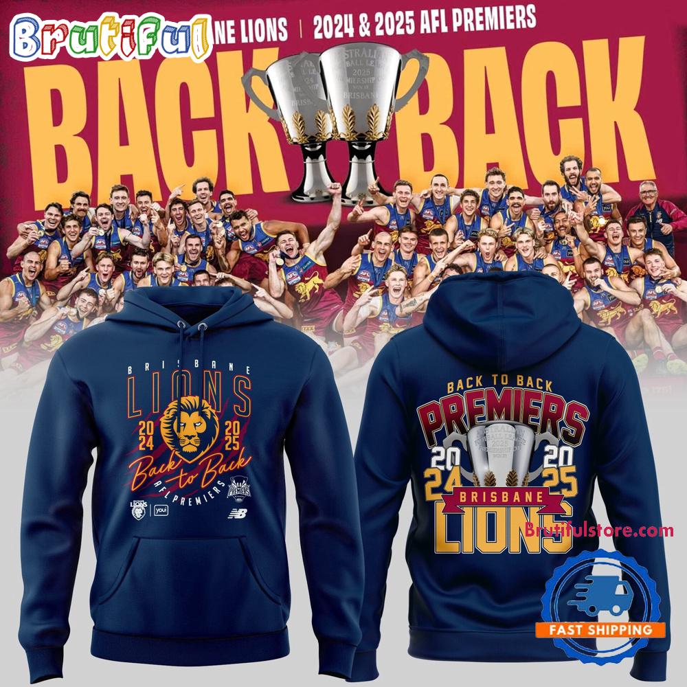Brisbane Lions Afl 2025 Back-To-Back Premiers Limited Edition Hoodie