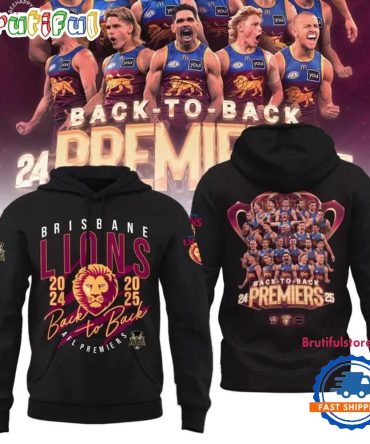 Brisbane Lions Afl 2025 Back-To-Back Premiers Team Graphic Hoodie Shirt