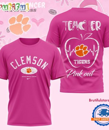 Clemson Tigers 2025 Ncaa Teacher Tackle Breast Cancer Unisex 3D Shirt