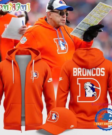 Denver Broncos 2025 Nfl Throwback Orange Zipper Hoodie