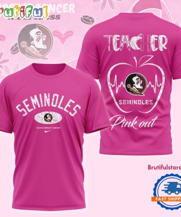 Florida State Seminoles 2025 Ncaa Teacher Tackle Breast Cancer Unisex 3D Shirt