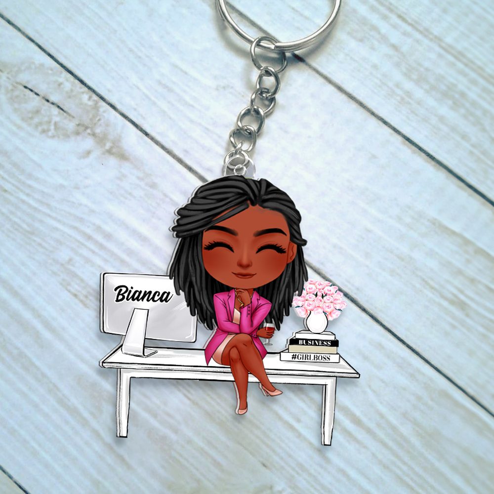 Personalized Gifts For Boss Chibi Girl Acrylic Keychain 02Qhhu121224Hh