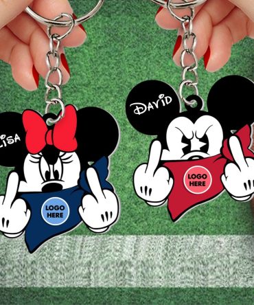 Custom Team Logo Gifts For Couple Keychain 04Huti030823 American Football Mouse