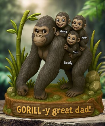 Gorilla Dad Plaque - Personalized Gifts For Dad 01Nati120525