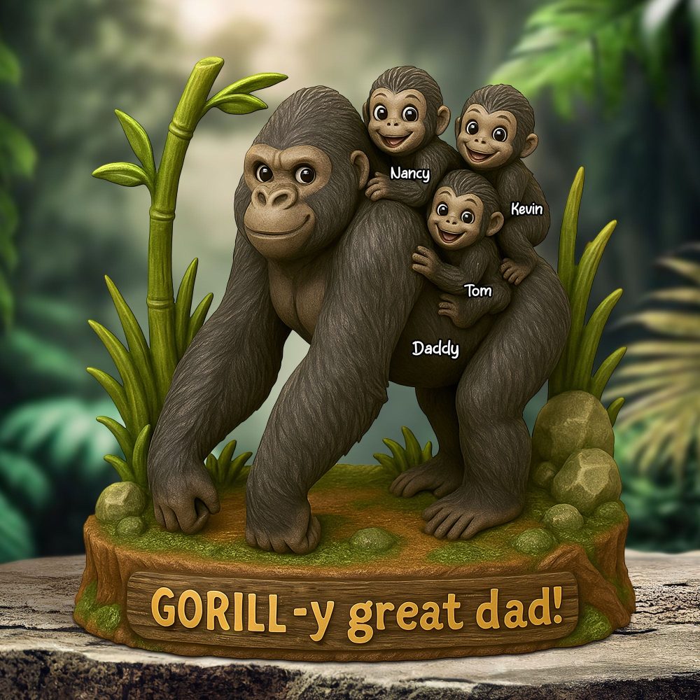 Gorilla Dad Plaque - Personalized Gifts For Dad 01Nati120525
