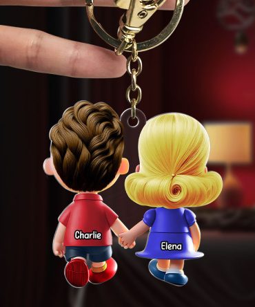 Personalized Gifts For Couple Keychain Cartoon Couple Backview 03Ohti191224