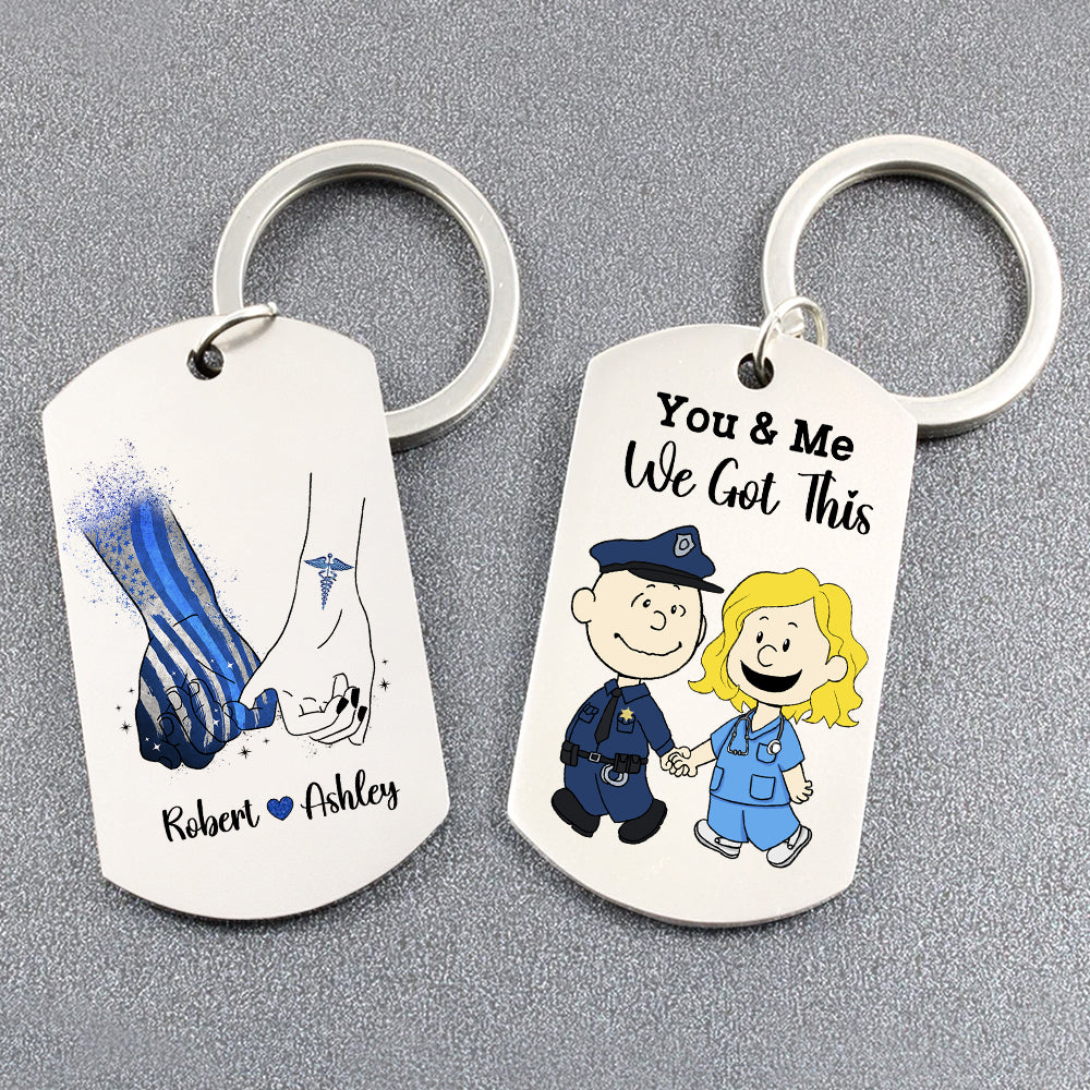 Personalized Gifts For Couple Stainless Steel Keychain, Custom Job Costumes 03Qhti160125Hg - Image 2