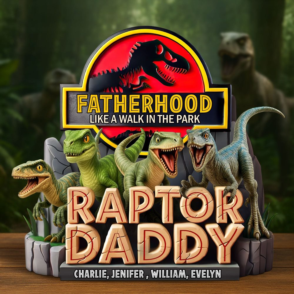 Dino Dad Acrylic Plaque - Personalized Gifts For Father 01Huti250425