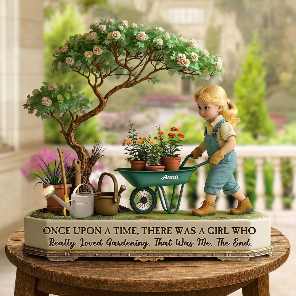 Cute Gardening Girl Plaque - Personalized Gifts For Gardening Lovers 02Qhti090725