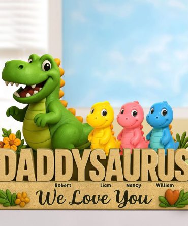 Dinosaur Dad Plaque - Personalized Gifts For Dad 01Nati160425