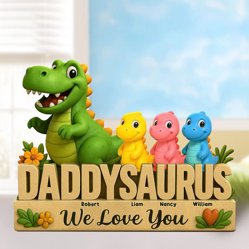 Dinosaur Dad Plaque - Personalized Gifts For Dad 01Nati160425