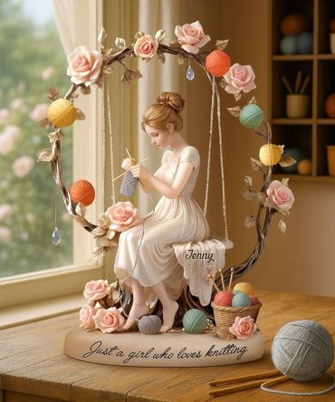 Dreamy Kniting Girl Plaque - Personalized Gifts For Knitting Lovers 02Qhti070725
