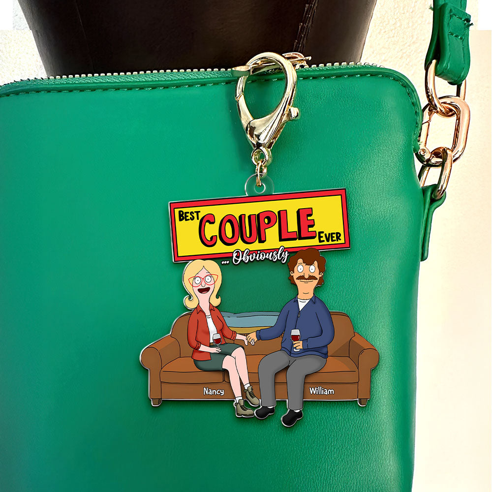 Personalized Gifts For Couple Keychain, Happy Couple On Sofa 03Qhti100225Hg - Image 2