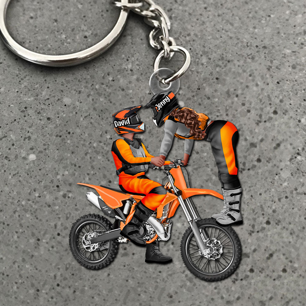 Personalized Gifts For Motocross Couple Keychain 03Acti101224 - Image 2