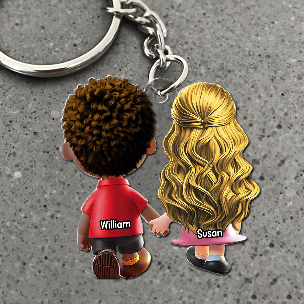 Personalized Gifts For Couple Keychain Cartoon Couple Backview 03Ohti191224 - Image 2