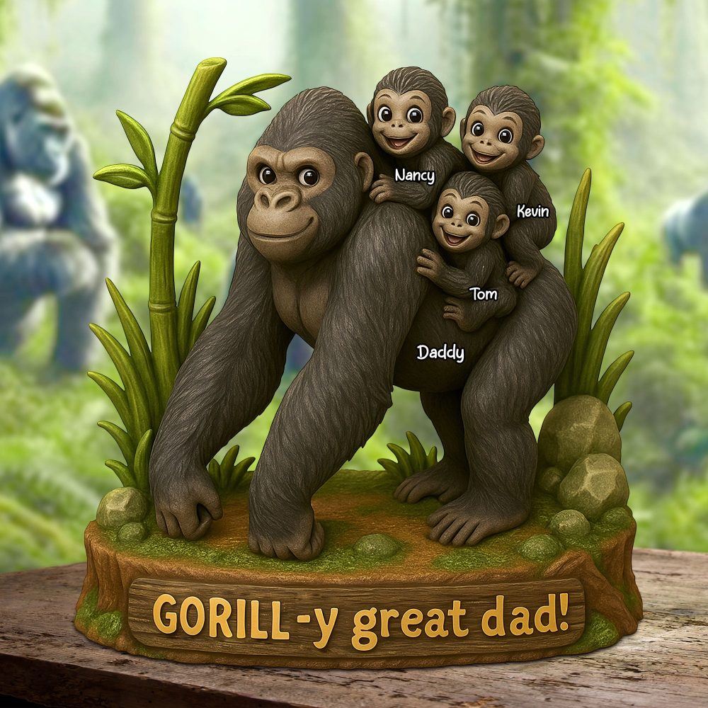 Gorilla Dad Plaque - Personalized Gifts For Dad 01Nati120525 - Image 2