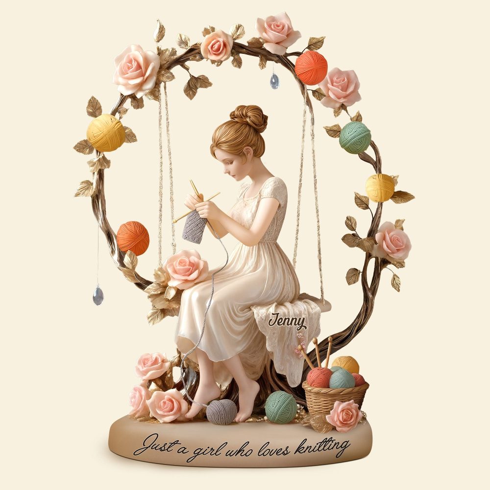 Dreamy Kniting Girl Plaque - Personalized Gifts For Knitting Lovers 02Qhti070725 - Image 3