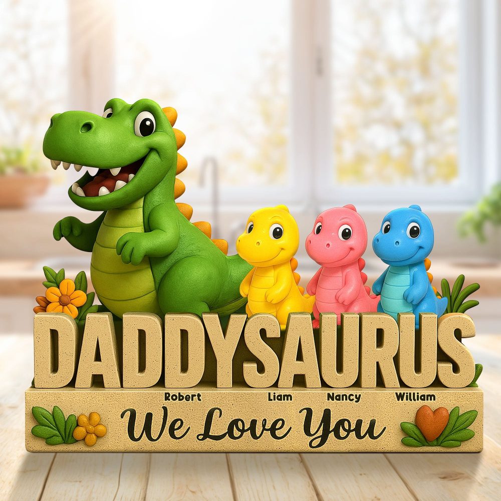 Dinosaur Dad Plaque - Personalized Gifts For Dad 01Nati160425 - Image 2