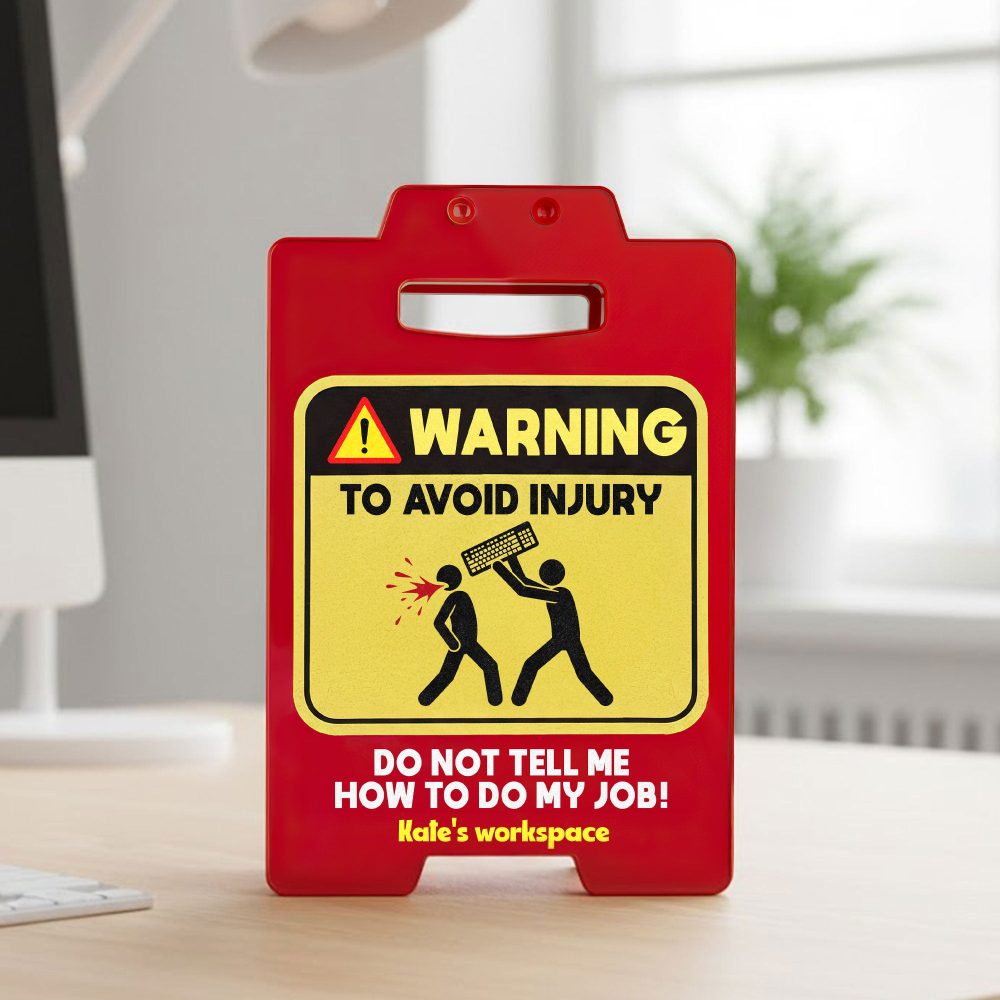Warning Sign Coworkers Acrylic Plaque - Personalized Gifts For Coworkers Plaque 05Huti171125 - Image 2