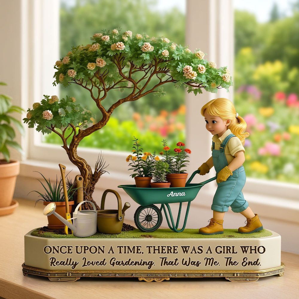 Cute Gardening Girl Plaque - Personalized Gifts For Gardening Lovers 02Qhti090725 - Image 2