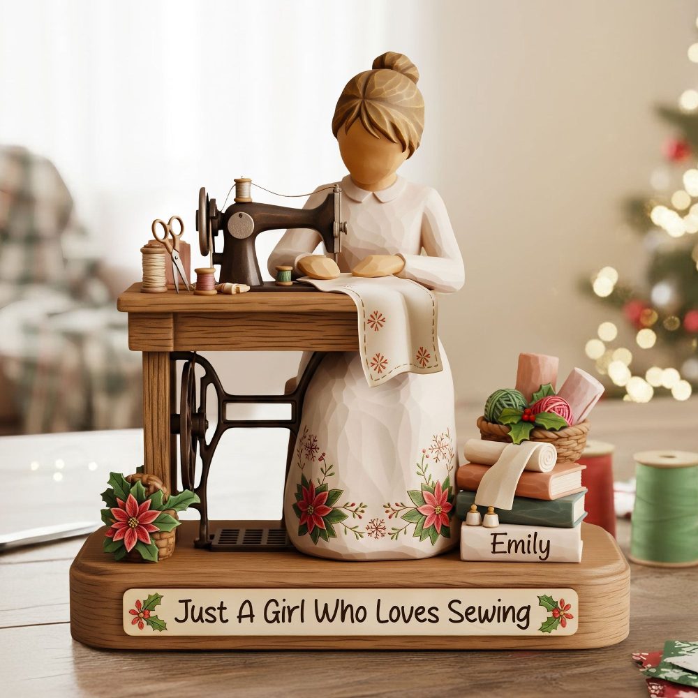 Sewing Girl Plaque - Personalized Gifts For Sewing Lovers 02Pgti131025 - Image 2