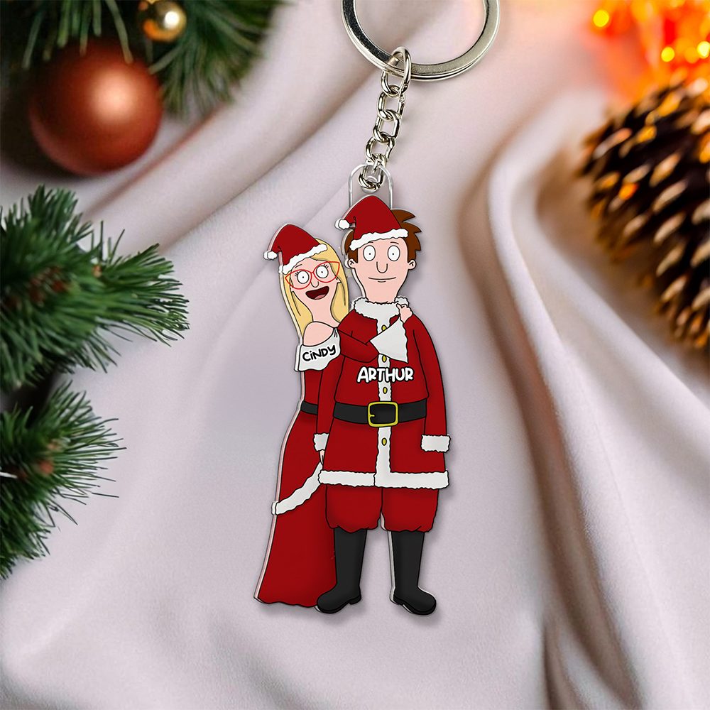 Christmas Cartoon Style Couple Keychain - Personalized Gifts For Couple 03Qhhu241224Hg - Image 3