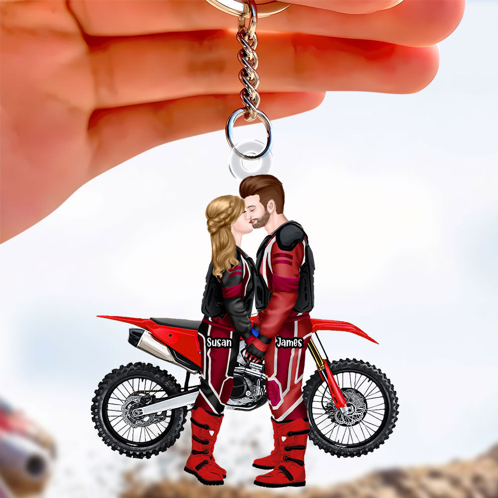 Personalized Gifts For Motocross Couple Keychain 05Acti111224Pa - Image 2