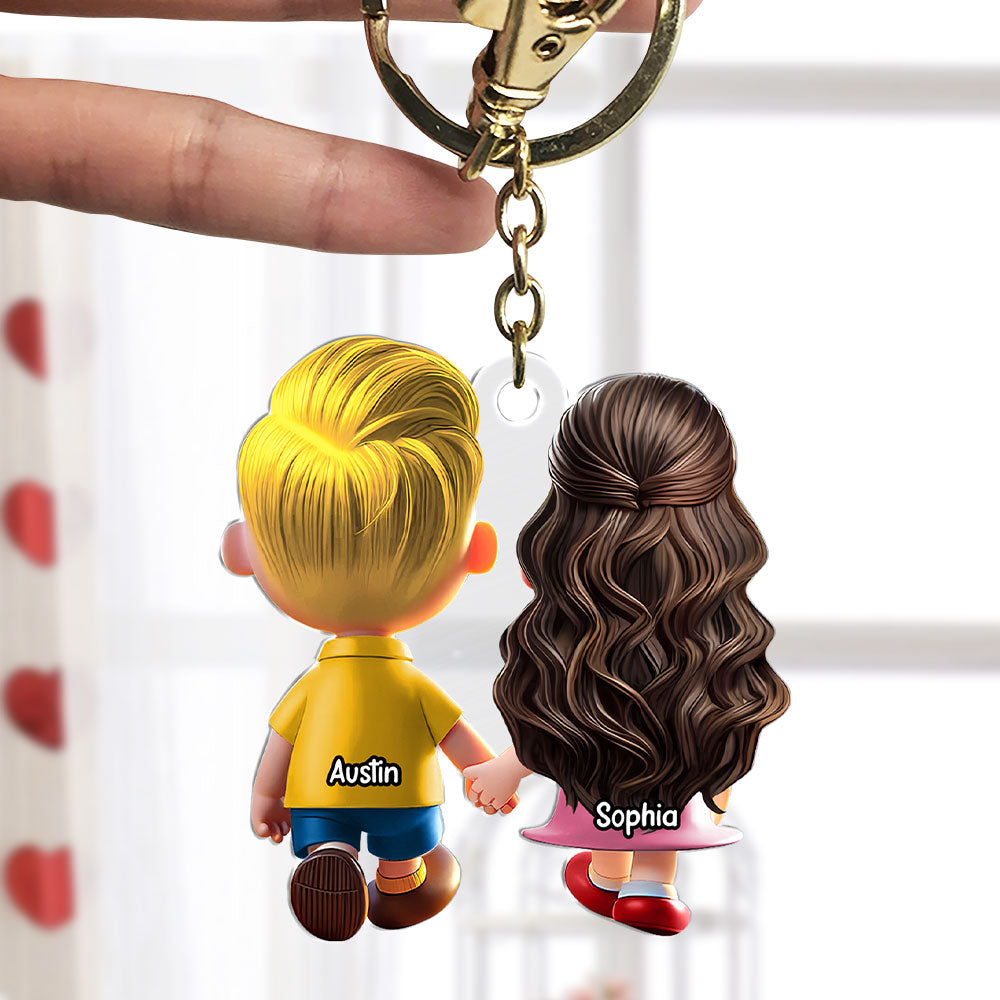 Personalized Gifts For Couple Keychain Cartoon Couple Backview 03Ohti191224 - Image 3