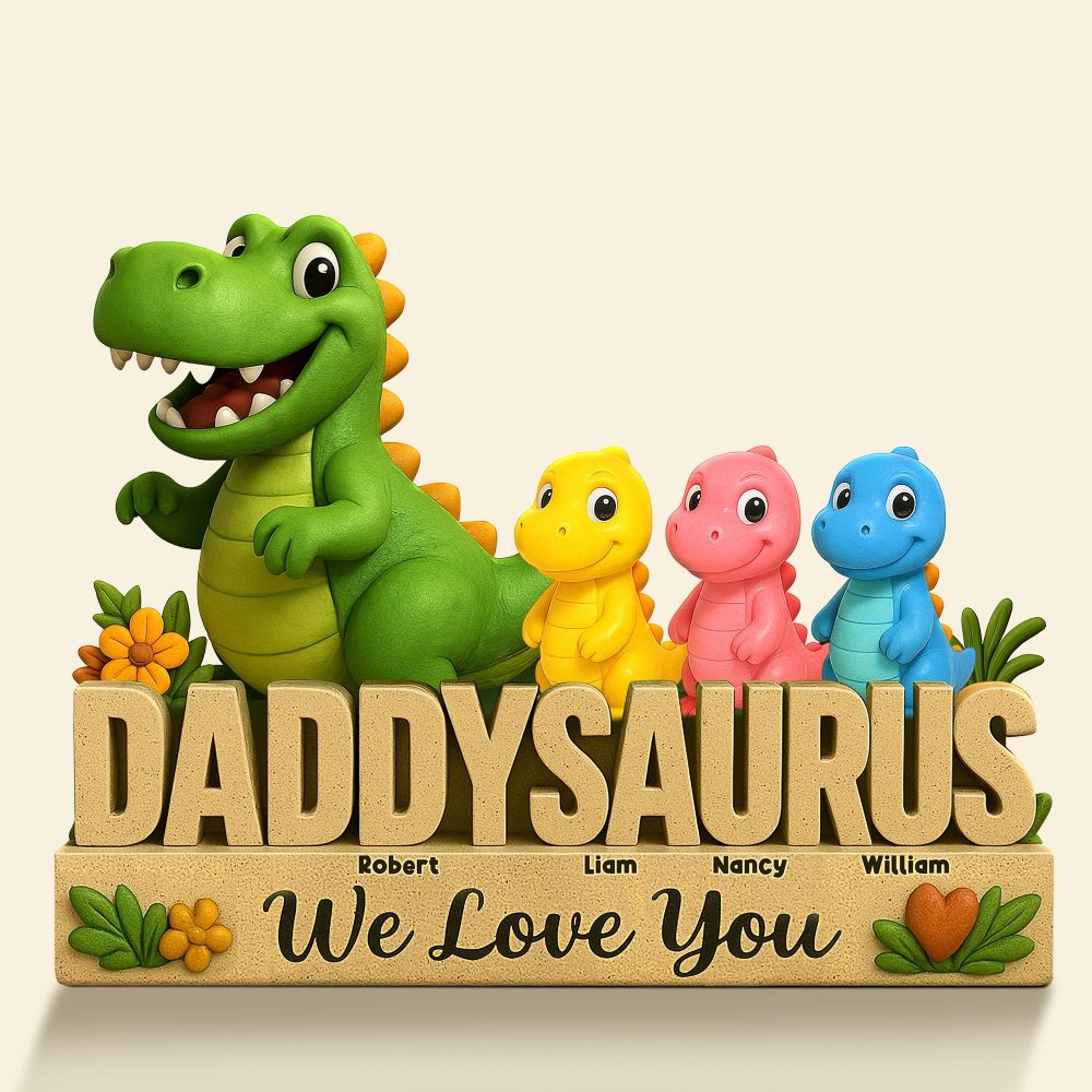 Dinosaur Dad Plaque - Personalized Gifts For Dad 01Nati160425 - Image 3