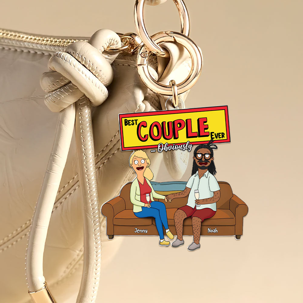 Personalized Gifts For Couple Keychain, Happy Couple On Sofa 03Qhti100225Hg