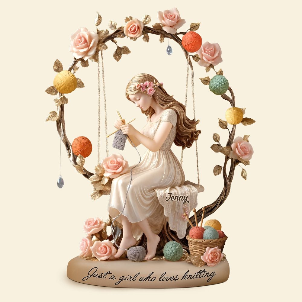 Dreamy Kniting Girl Plaque - Personalized Gifts For Knitting Lovers 02Qhti070725 - Image 4