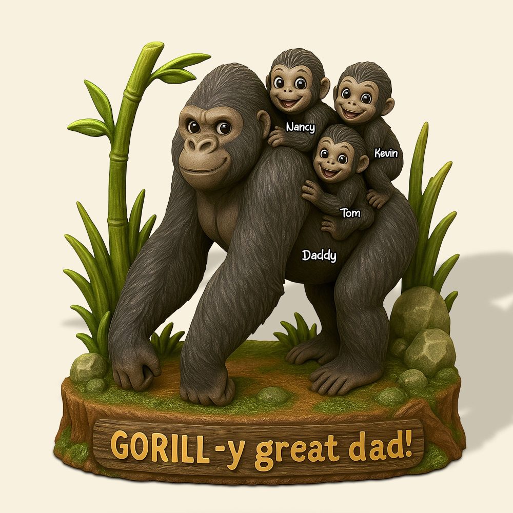 Gorilla Dad Plaque - Personalized Gifts For Dad 01Nati120525 - Image 3