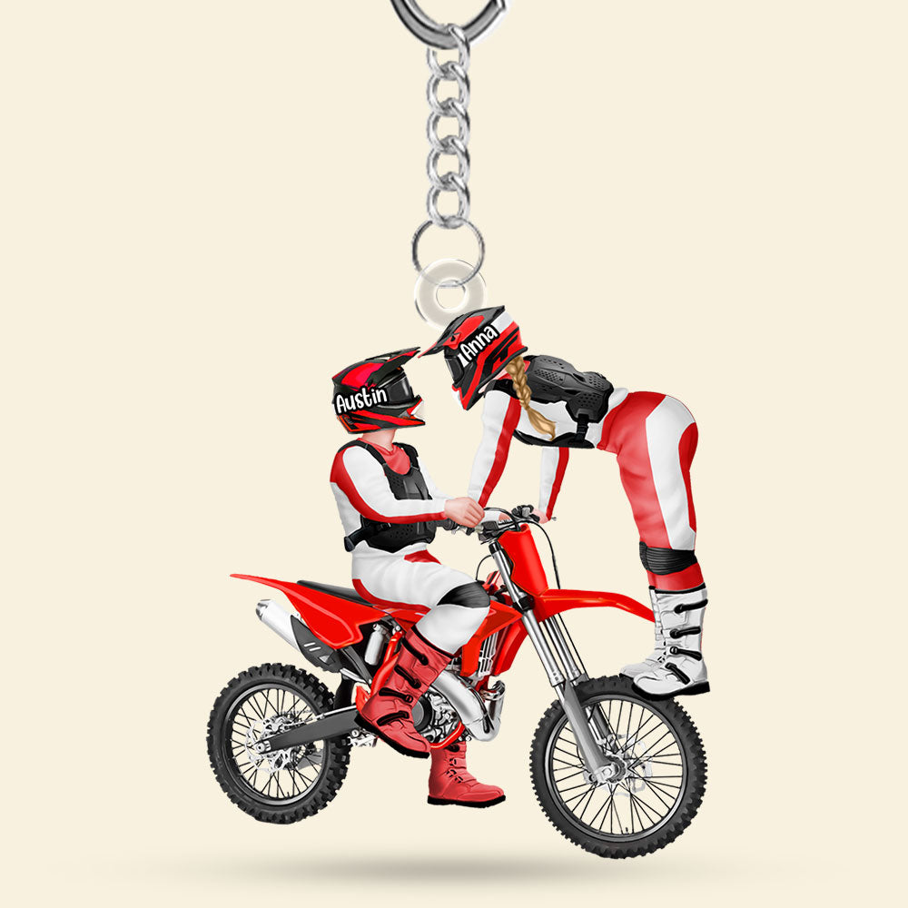 Personalized Gifts For Motocross Couple Keychain 03Acti101224 - Image 4