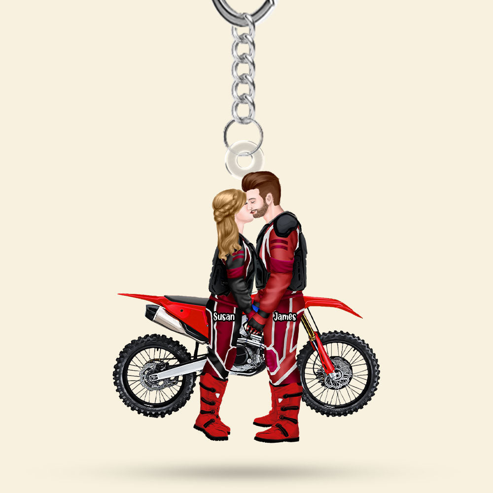 Personalized Gifts For Motocross Couple Keychain 05Acti111224Pa - Image 3