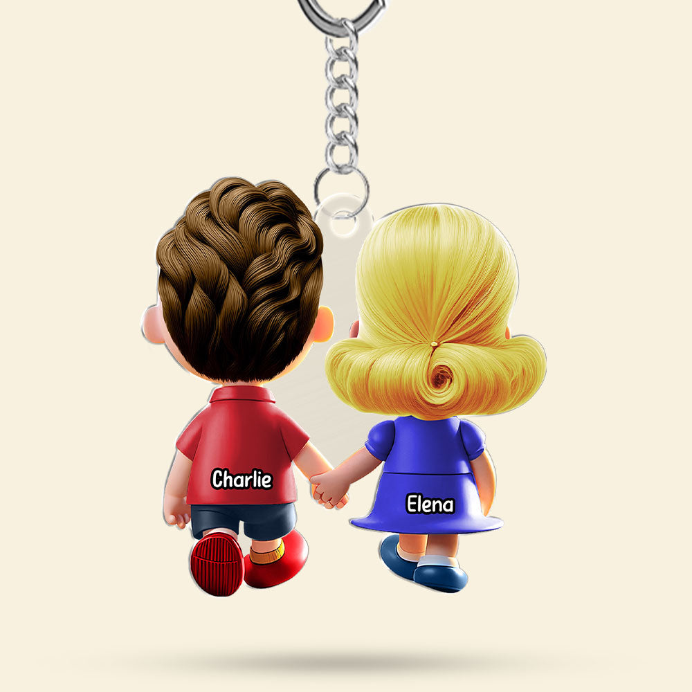 Personalized Gifts For Couple Keychain Cartoon Couple Backview 03Ohti191224 - Image 5