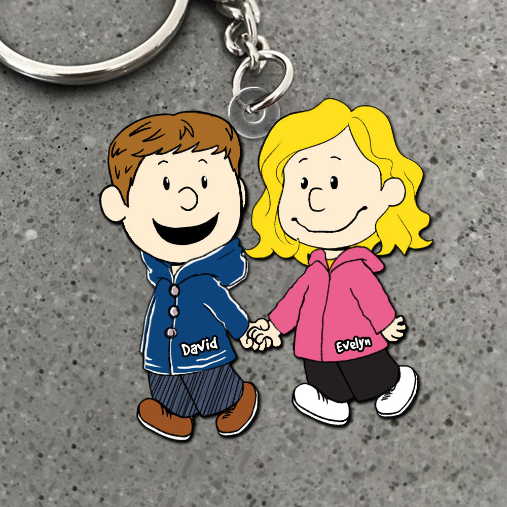 Couple Keychain - Walking Hand In Hand - Personalized Anniversary Gifts - Image 4