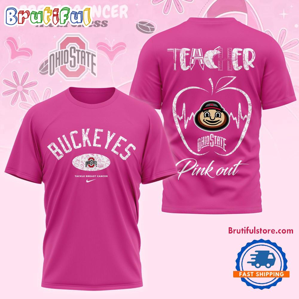 Ohio State Buckeyes 2025 Ncaa Teacher Tackle Breast Cancer Unisex 3D Shirt