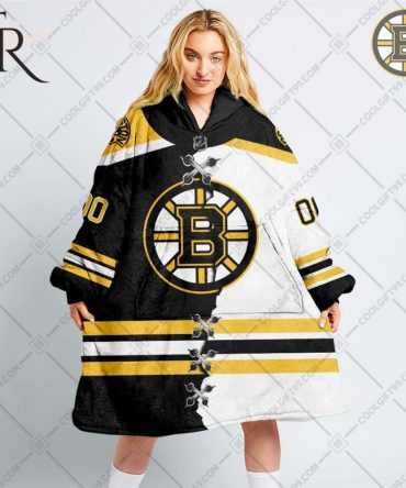 Personalized Nhl Boston Bruins Mix Jersey Blanket Hoodie