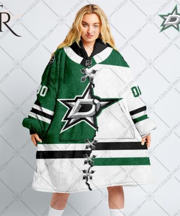 Personalized Nhl Dallas Stars Mix Jersey Blanket Hoodie