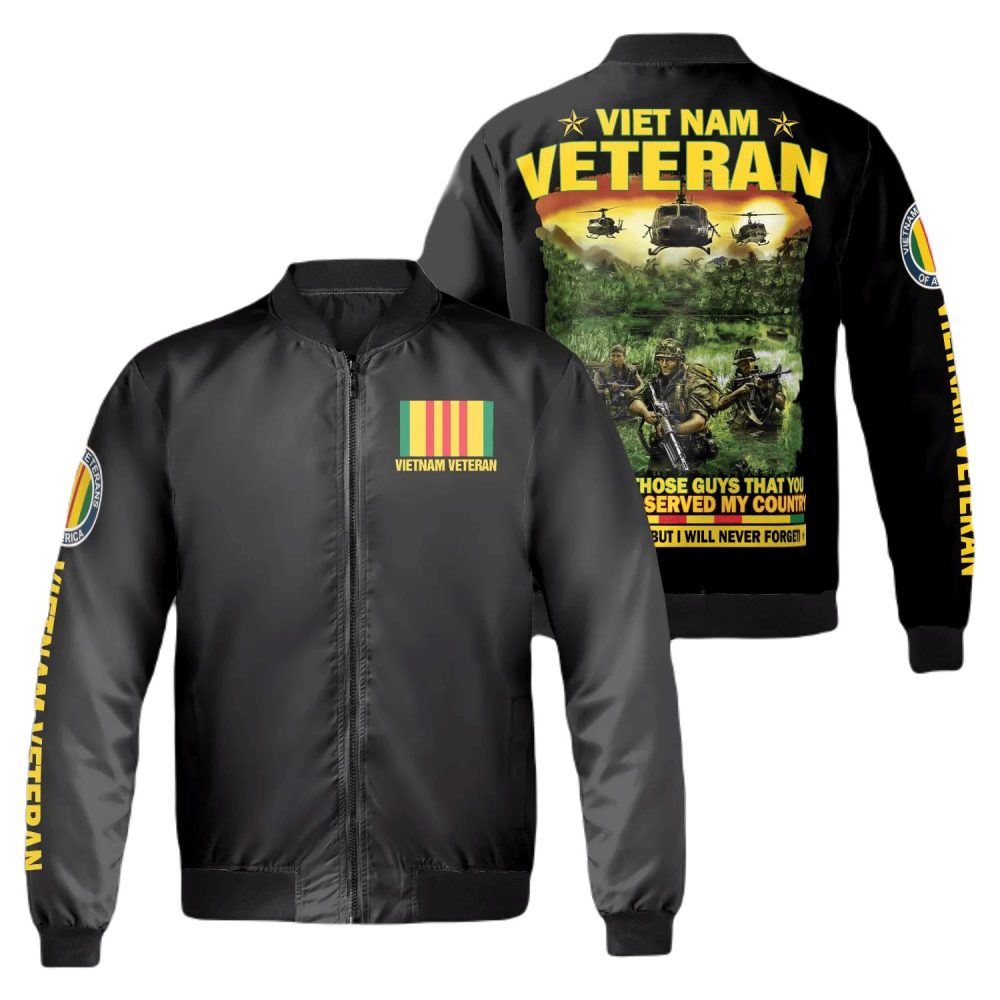 Veteran Bomber Jacket Vietnam Veteran I Served My Country Bomber Black Unisex Jacket Jacket