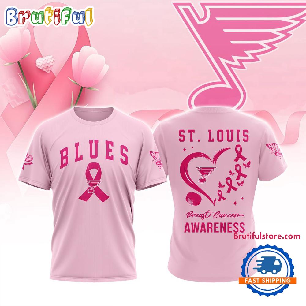 St. Louis Blues 2025 Nhl Pink Breast Cancer Awareness All Over Print Shirt