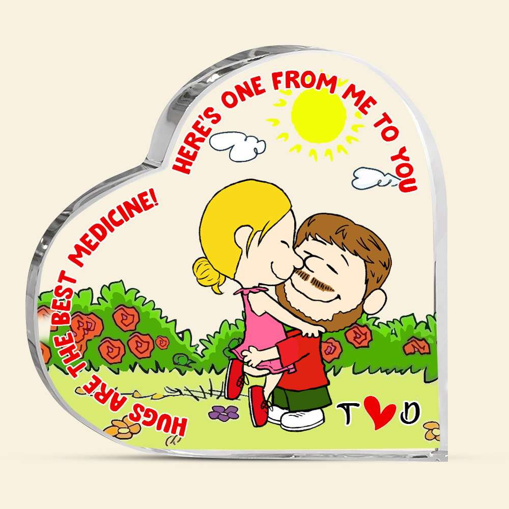 Personalized Gifts For Couple Heart Shaped Acrylic Plaque, Hugs Are The Best Medicine 01Tglu041224Hg - Image 5