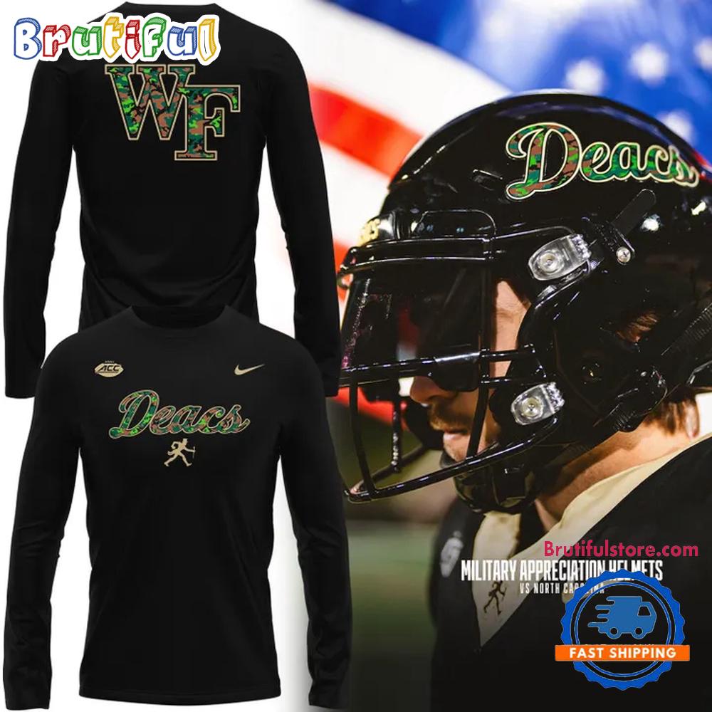 Wake Forest Demon Deacons Football New Salute To Service 2025 Long Sleeve Shirt