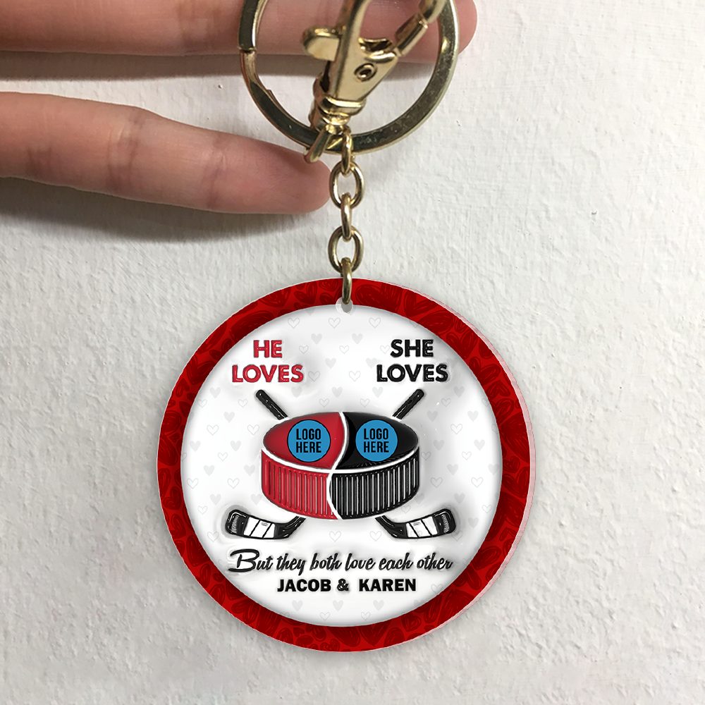 Personalized Gifts For Ice Hockey-Loving Couple Keychain 01Hupu240125 - Image 2
