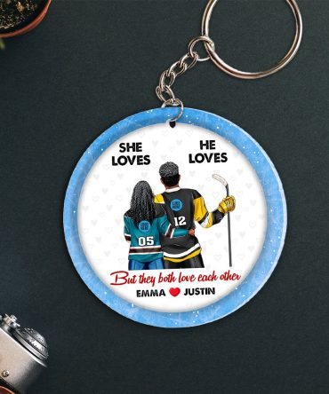 Personalized Gifts With Custom Team Logo Keychain For Ice Hockey Lover Couple 02Hupu240125Tm